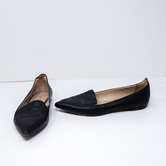 M. Gemi The Gia Genuine Leather Pointed Toe Slip On Flats Shoes Black 7.5 - Picture 1 of 4